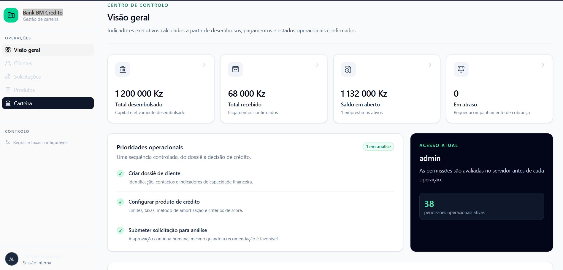 Preview of Bank BM Crédito — Credit operations / Custom software